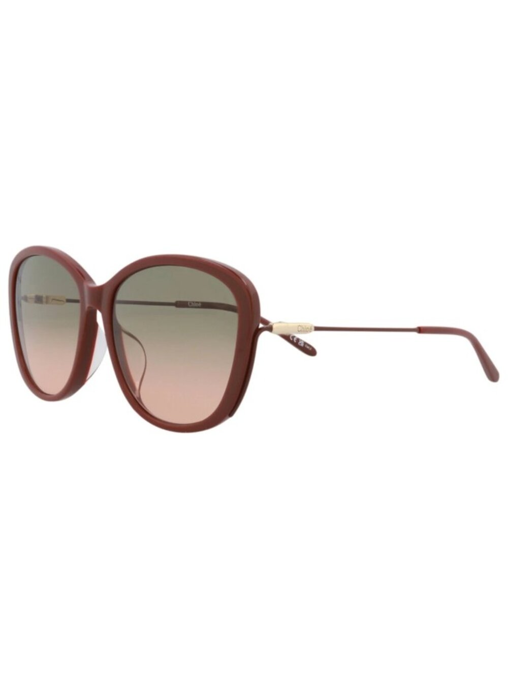 New Chloé Women's Sunglasses Round Oval Recycled Acetate Frame Brown Brown Green